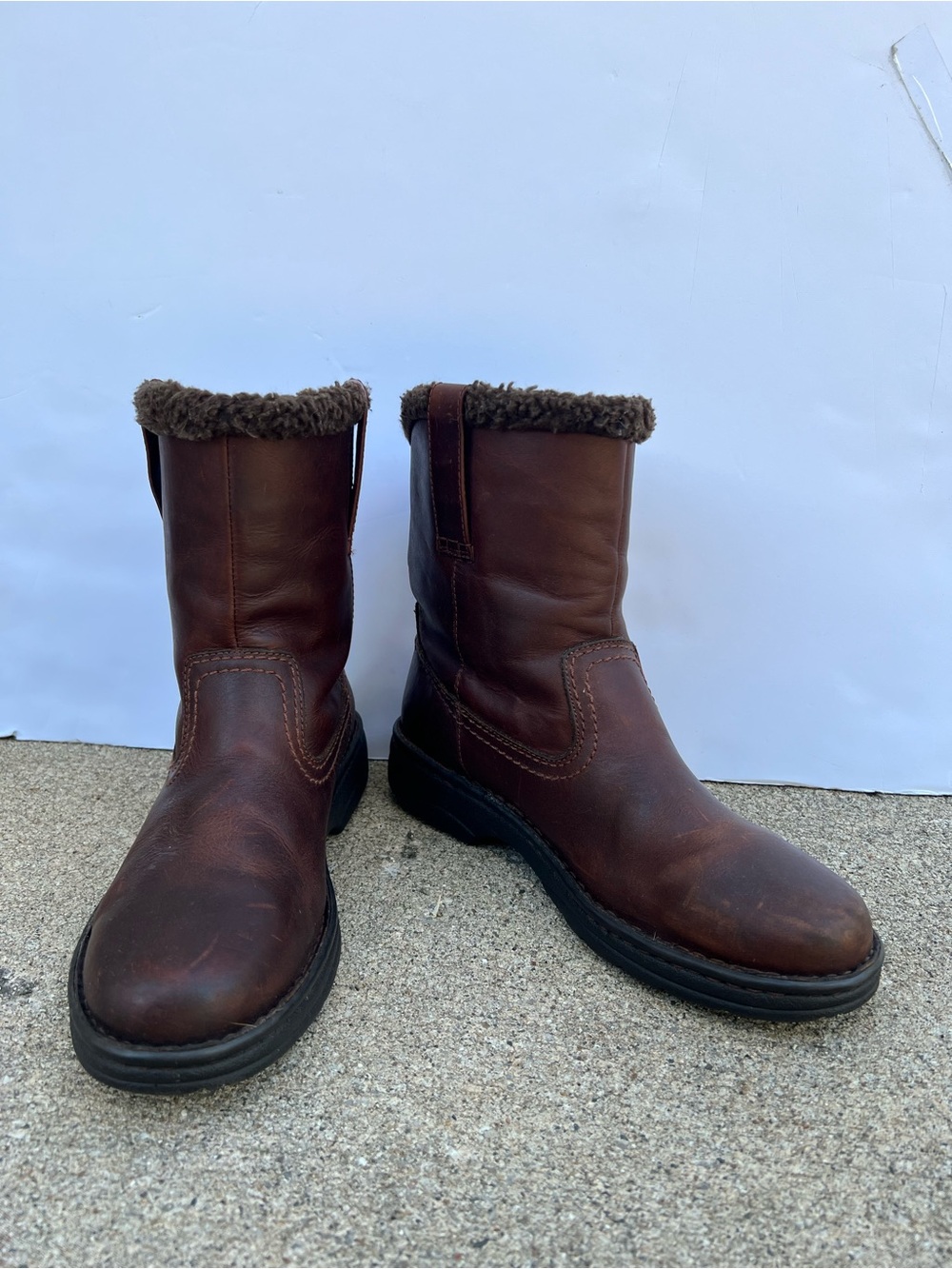 Ariat Fatbaby Women’s Pull On Brown Leather Shearling-Lined boots - Picture 4 of 7